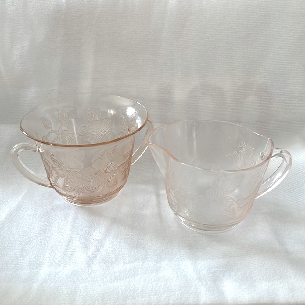 Vintage Pink Dogwood Sugar & Creamer set